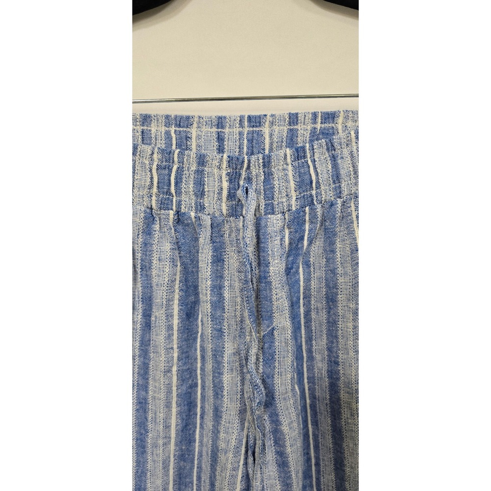 Briggs women M wide leg‎ pants linen blend stripped palazzo pants blue resort - Picture 4 of 8